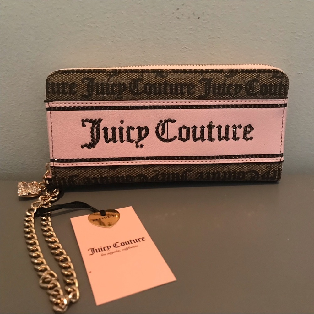 Juicy Couture Pink and Brown Chain Wallet/wristlet.